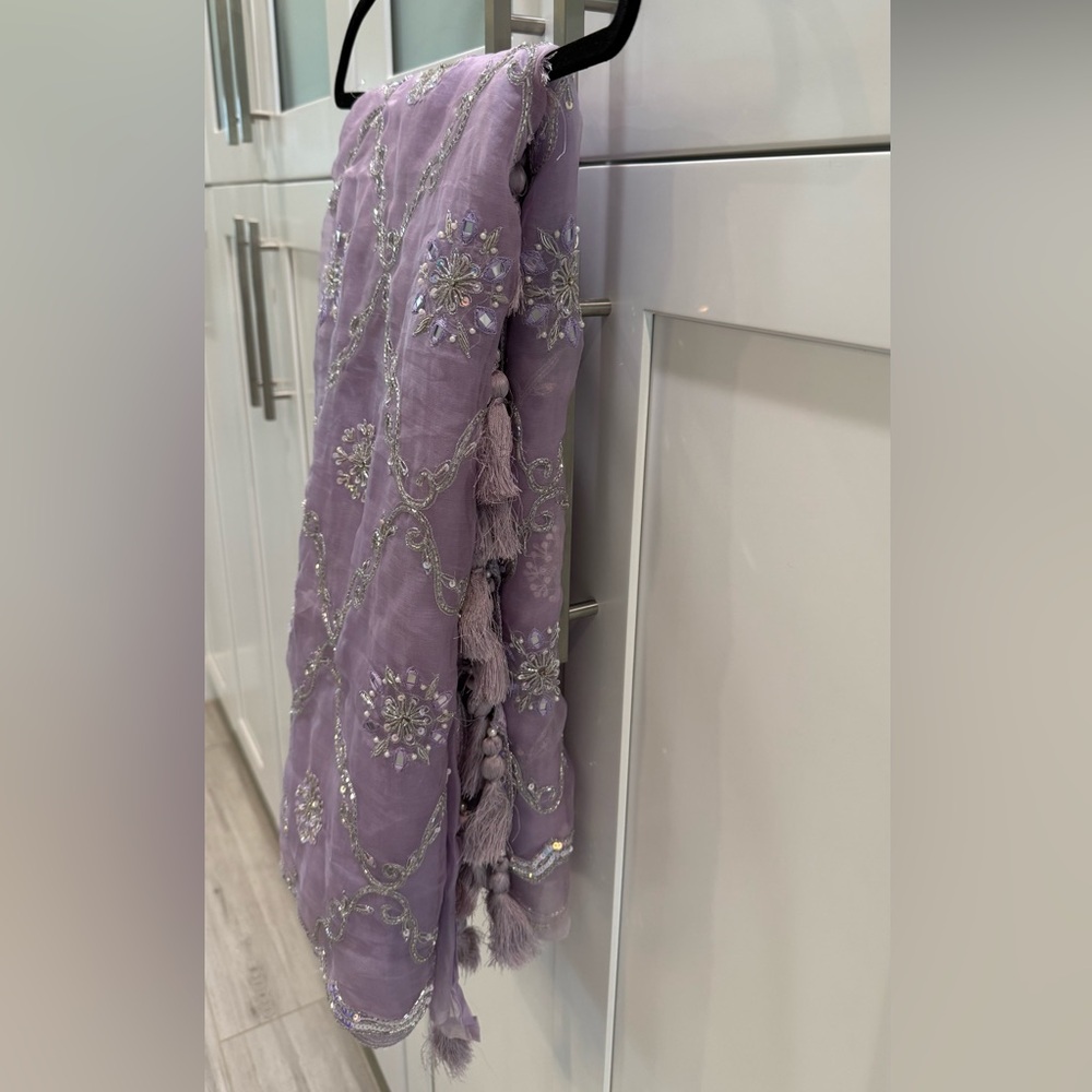 Lavender Embroidered Saree - Picture 8 of 10